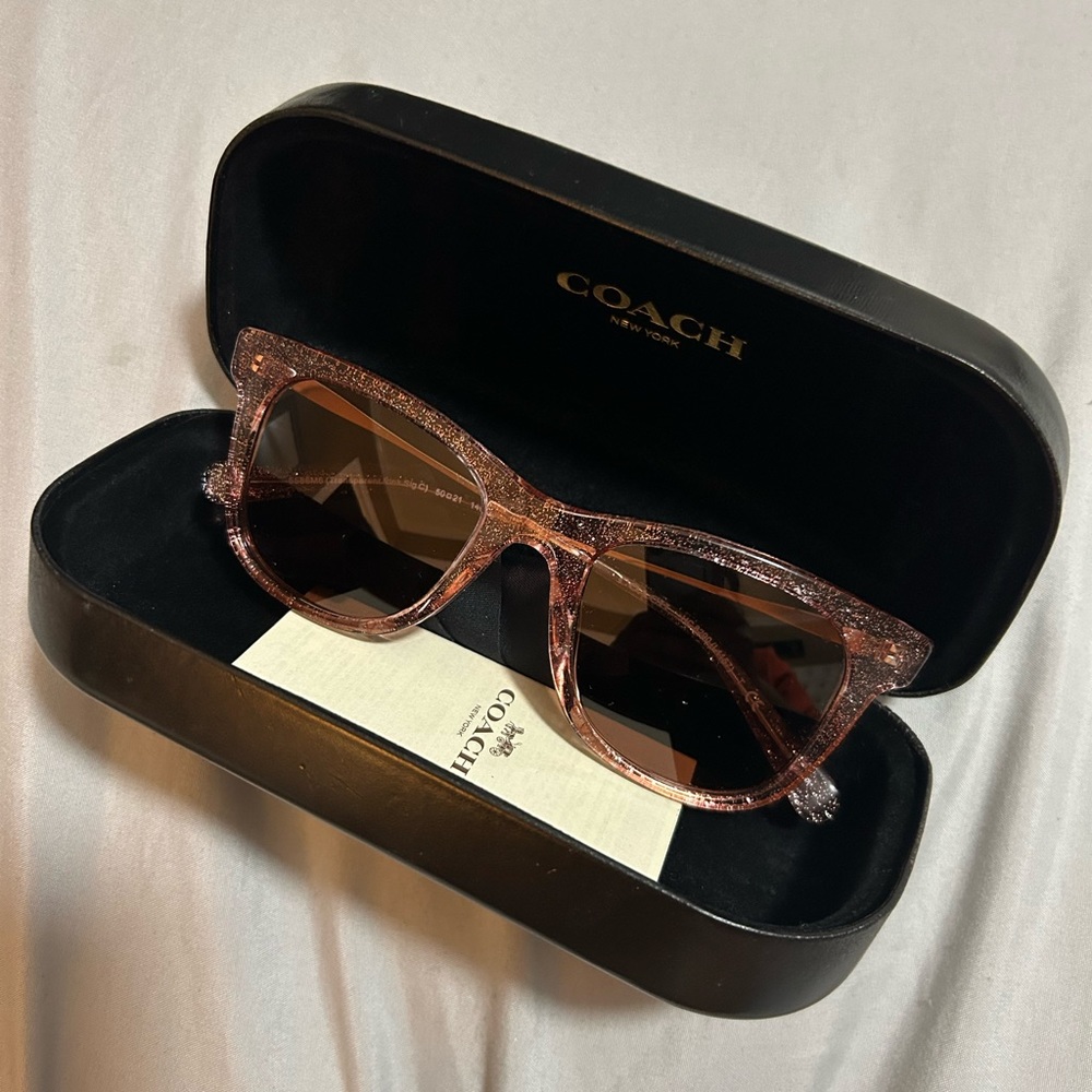 🩷 New Pink Coach Monogram Sunglasses, Pink Coach Shades, Includes Case